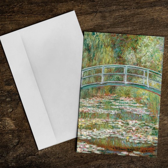 Pack of 5 cards and envelopes Claude Monet Water lilies, A7 foledd cards - Picture 2 of 3